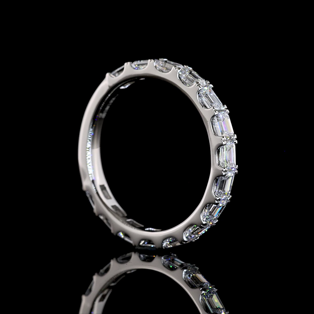 1.40 CTTW Emerald Lab Diamond 3/4 Eternity Band (E Color and VS Clarity)