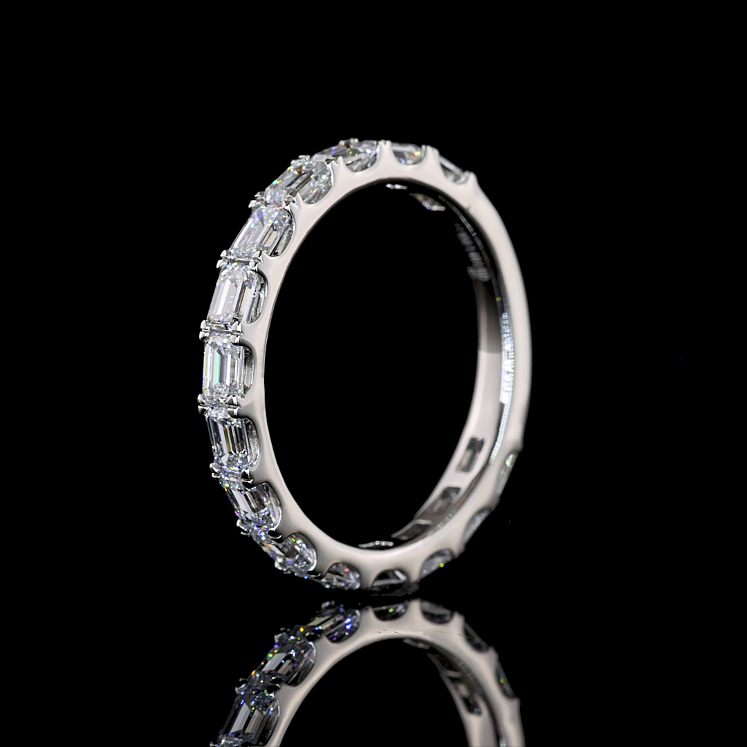 1.40 CTTW Emerald Lab Diamond 3/4 Eternity Band (E Color and VS Clarity)