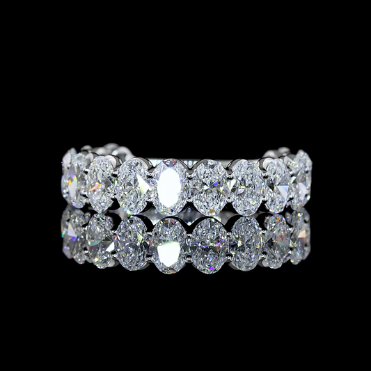 3.49 CTTW Oval Lab Grown Diamond 3/4 Eternity Band Sz. 6.5 (E Color and VS1 Clarity)