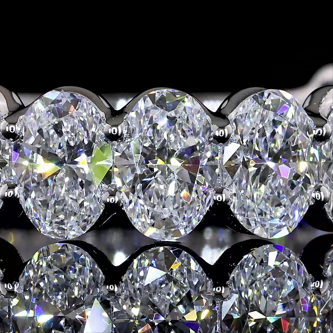 3.49 CTTW Oval Lab Grown Diamond 3/4 Eternity Band Sz. 6.5 (E Color and VS1 Clarity)