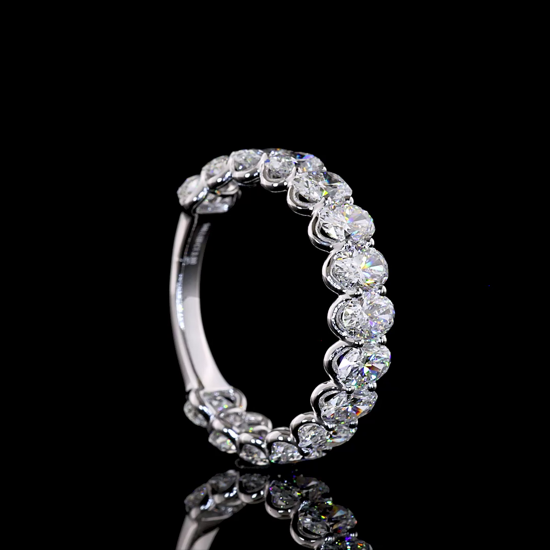 3.49 CTTW Oval Lab Grown Diamond 3/4 Eternity Band Sz. 6.5 (E Color and VS1 Clarity)