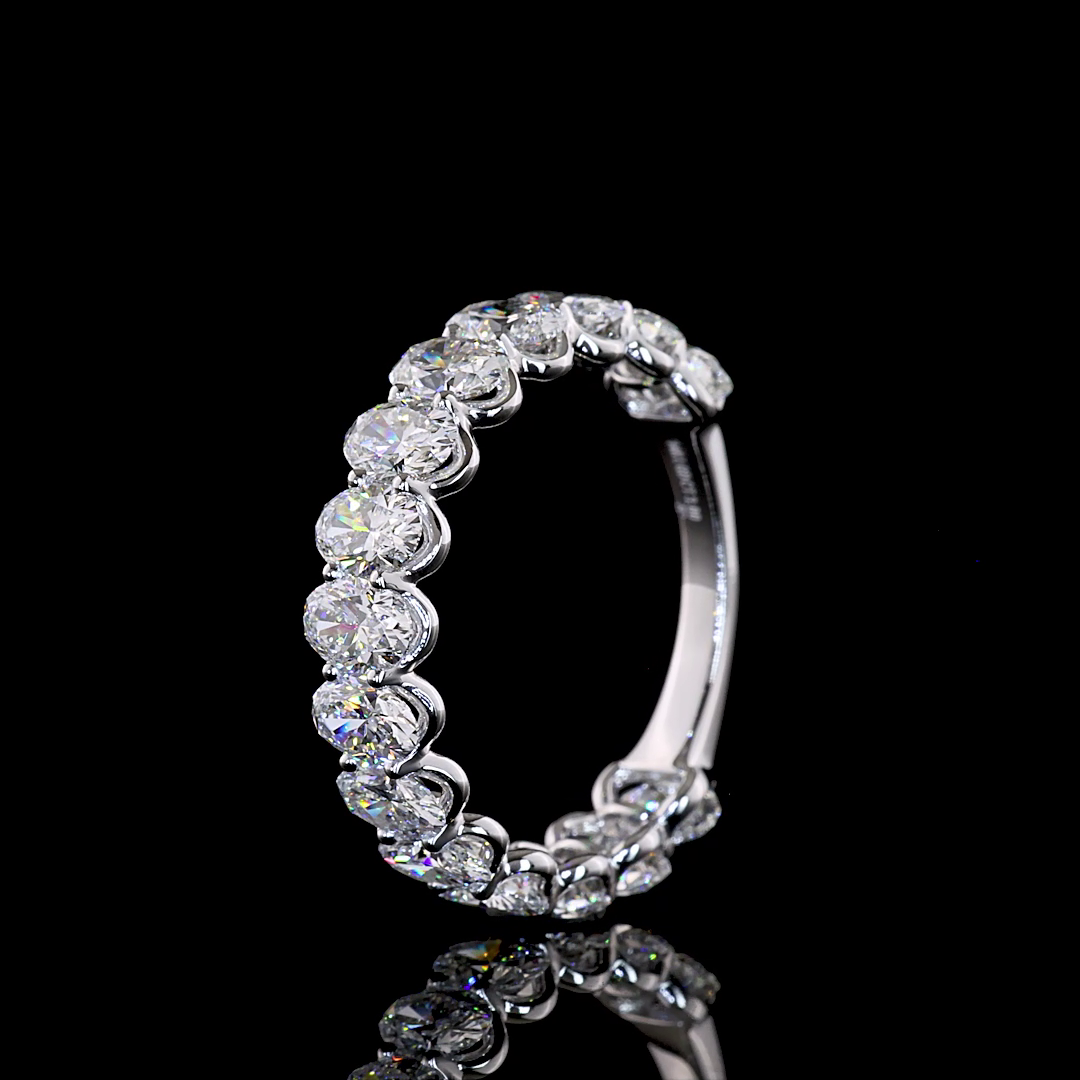 3.49 CTTW Oval Lab Grown Diamond 3/4 Eternity Band Sz. 6.5 (E Color and VS1 Clarity)