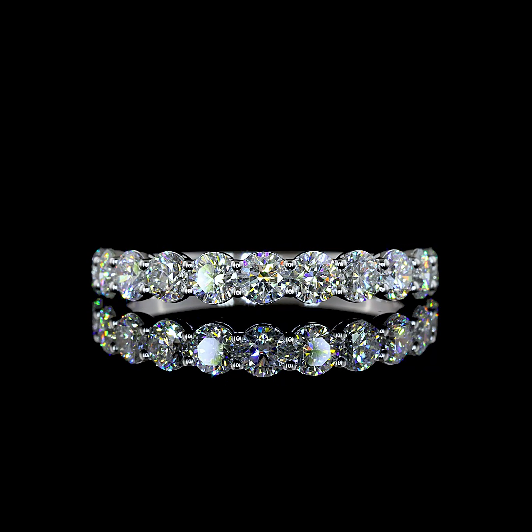 1.06 CTTW Round Natural Diamond Half Eternity Band Sz. 6.5 (F Color and VS+ Clarity)
