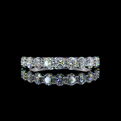 1.06 CTTW Round Natural Diamond Half Eternity Band Sz. 6.5 (F Color and VS+ Clarity)