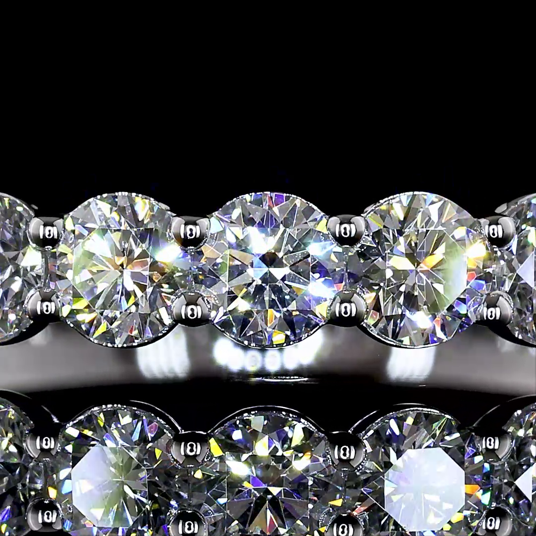 1.06 CTTW Round Natural Diamond Half Eternity Band Sz. 6.5 (F Color and VS+ Clarity)