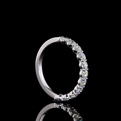 1.06 CTTW Round Natural Diamond Half Eternity Band Sz. 6.5 (F Color and VS+ Clarity)