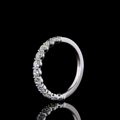 1.06 CTTW Round Natural Diamond Half Eternity Band Sz. 6.5 (F Color and VS+ Clarity)