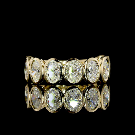 3.08 CTTW Oval Lab Diamond 3/4 Eternity Band (F+ Color and VS+ Clarity)