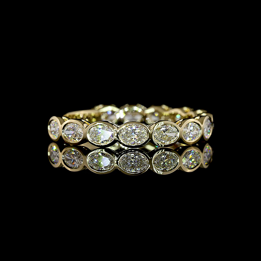 0.92 CTTW Oval Natural Diamond 3/4 Eternity Band Sz. 6 (F Color and VS+ Clarity)