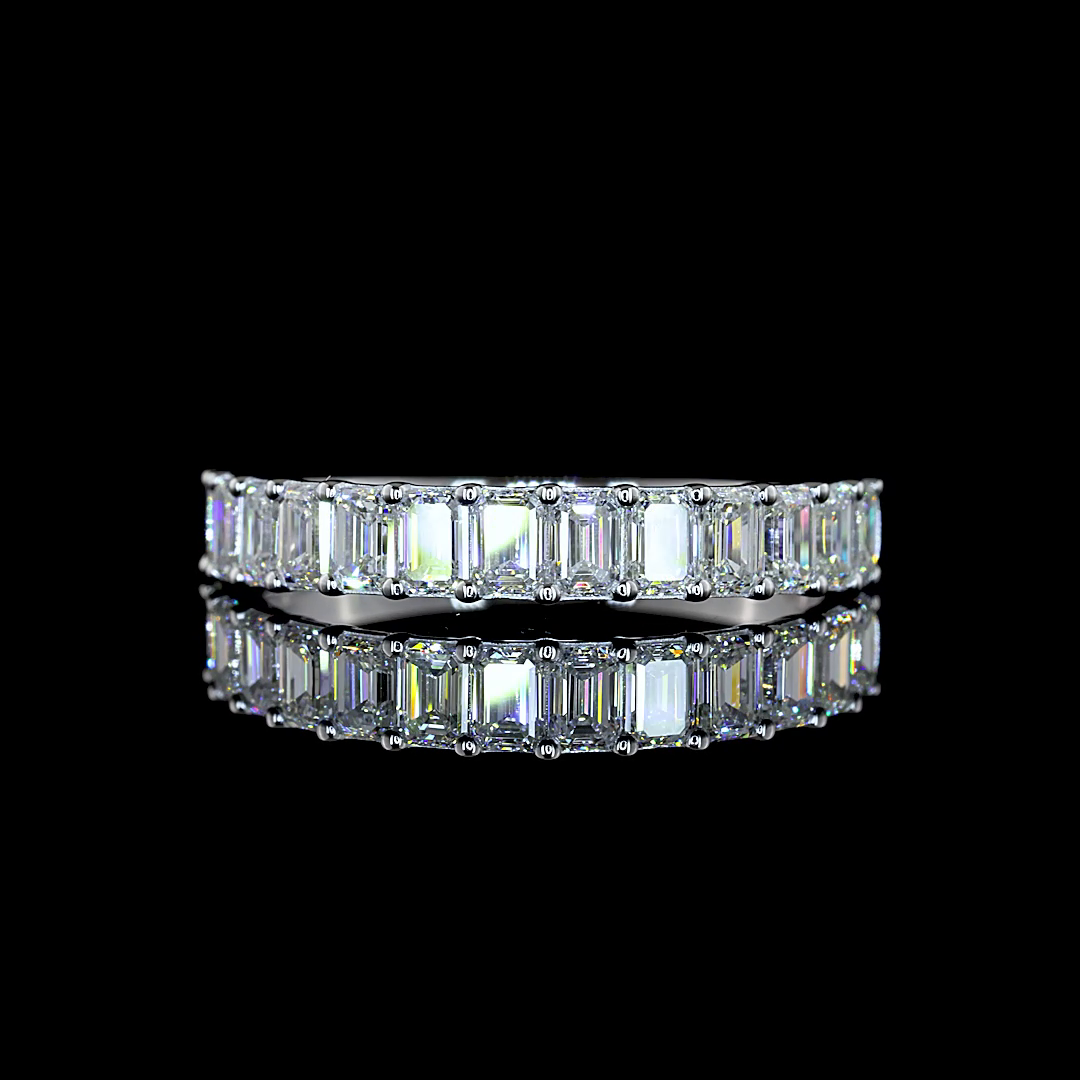 1.06 CTTW Emerald Lab Diamond Half Eternity Eternity Band (E Color and VS Clarity)