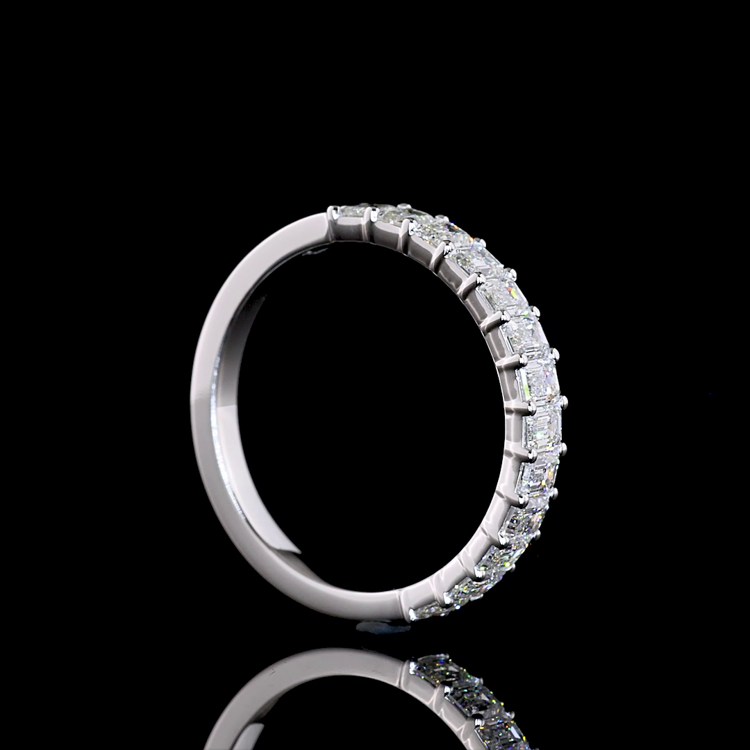 1.06 CTTW Emerald Lab Diamond Half Eternity Eternity Band (E Color and VS Clarity)