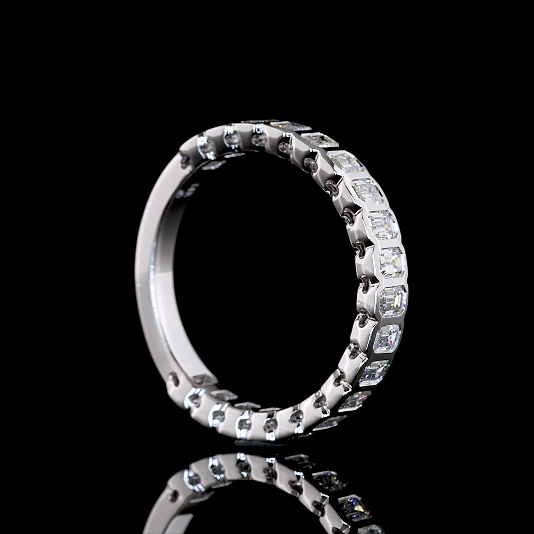 0.99 CTTW Emerald Lab Diamond 3/4 Eternity Band (F+ Color and VS+ Clarity)