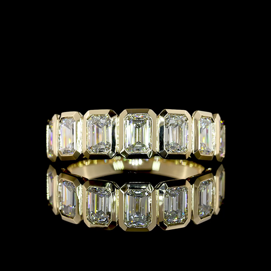 2.11 CTTW Emerald Lab Diamond 7 Stones Eternity Band (F Color and VS+ Clarity)
