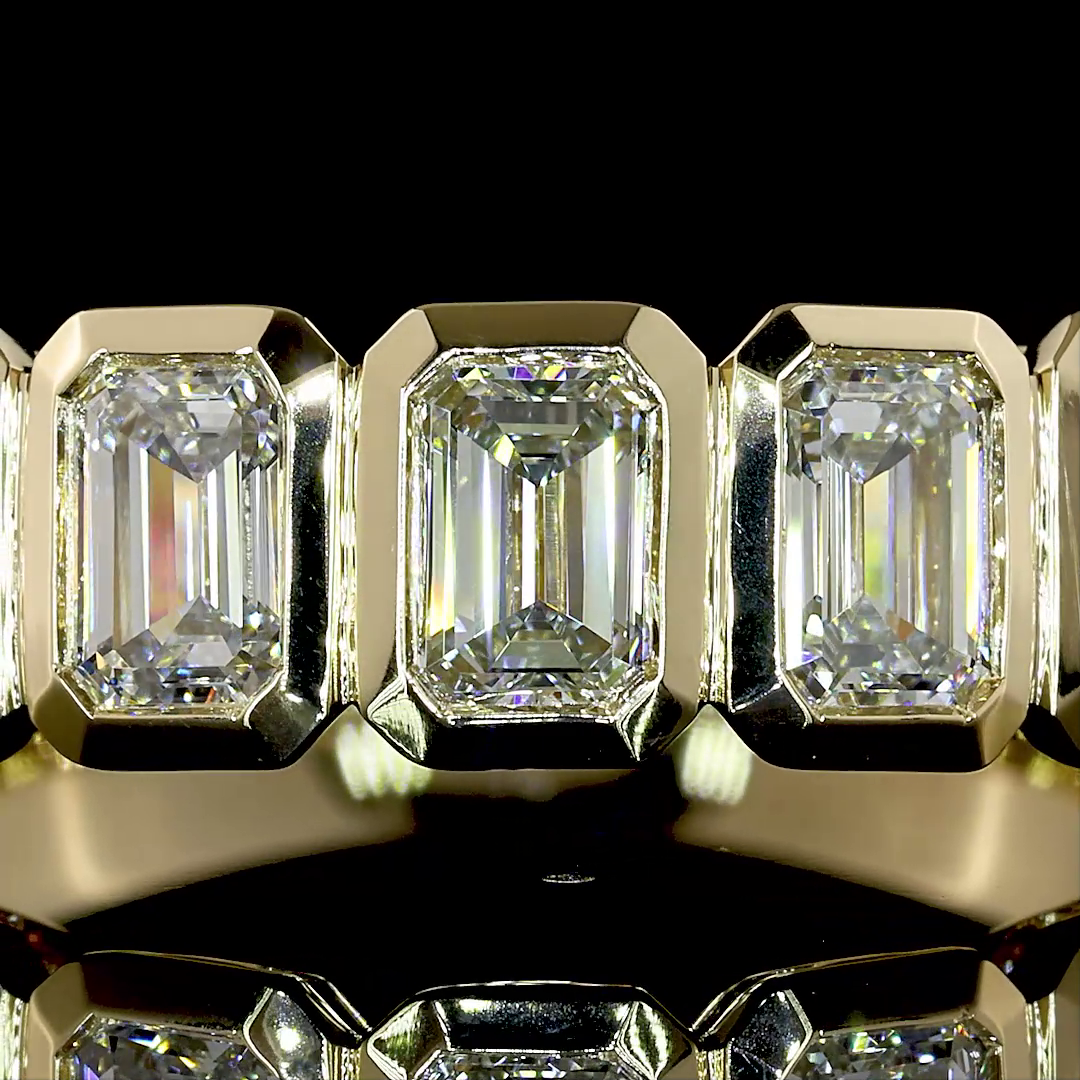 2.11 CTTW Emerald Lab Diamond 7 Stones Eternity Band (F+ Color and VS+ Clarity)