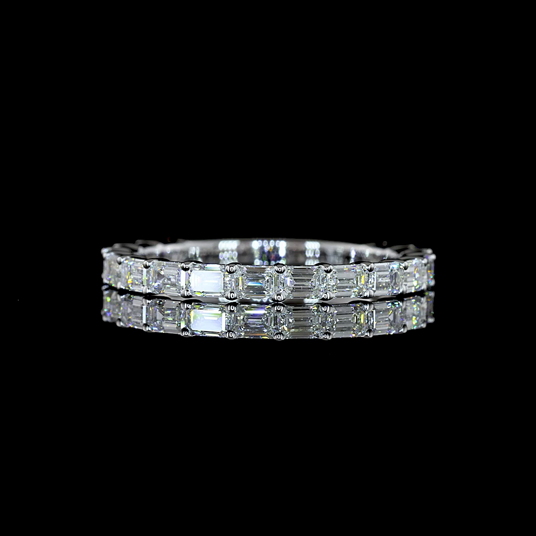 1.08 CTTW Emerald Lab Diamond 3/4 Eternity Band (F+ Color and VS+ Clarity)