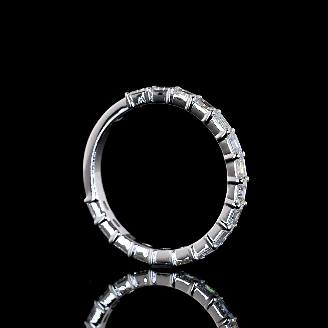1.08 CTTW Emerald Lab Diamond 3/4 Eternity Band (F+ Color and VS+ Clarity)