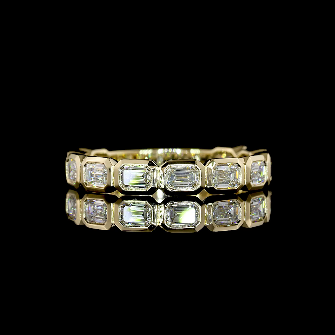1.14 CTTW Emerald Lab Diamond 3/4 Eternity Band (F+ Color and VS+ Clarity)