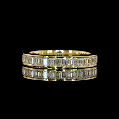 1.11 CTTW Emerald Lab Diamond 3/4 Eternity Band (F+ Color and VS+ Clarity)