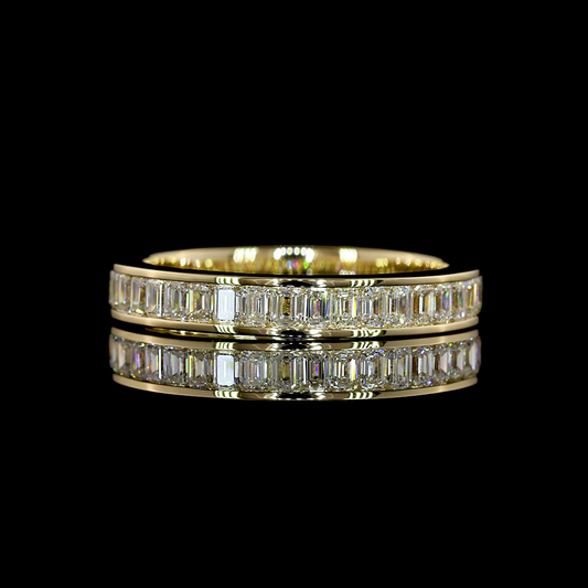 1.11 CTTW Emerald Lab Diamond 3/4 Eternity Band (F+ Color and VS+ Clarity)