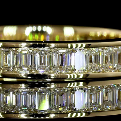 1.11 CTTW Emerald Lab Diamond 3/4 Eternity Band (F+ Color and VS+ Clarity)