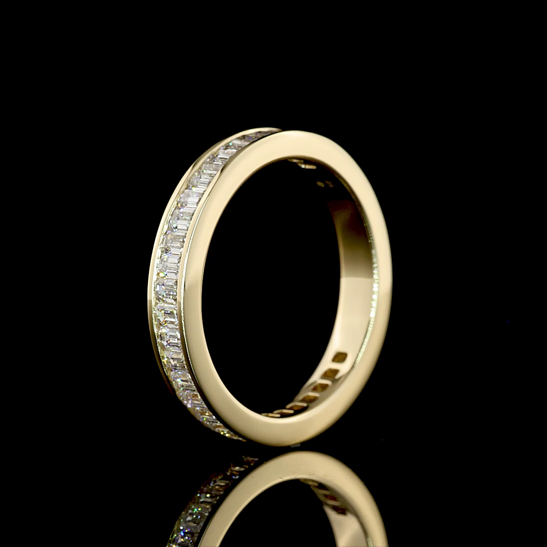 1.11 CTTW Emerald Lab Diamond 3/4 Eternity Band (F+ Color and VS+ Clarity)