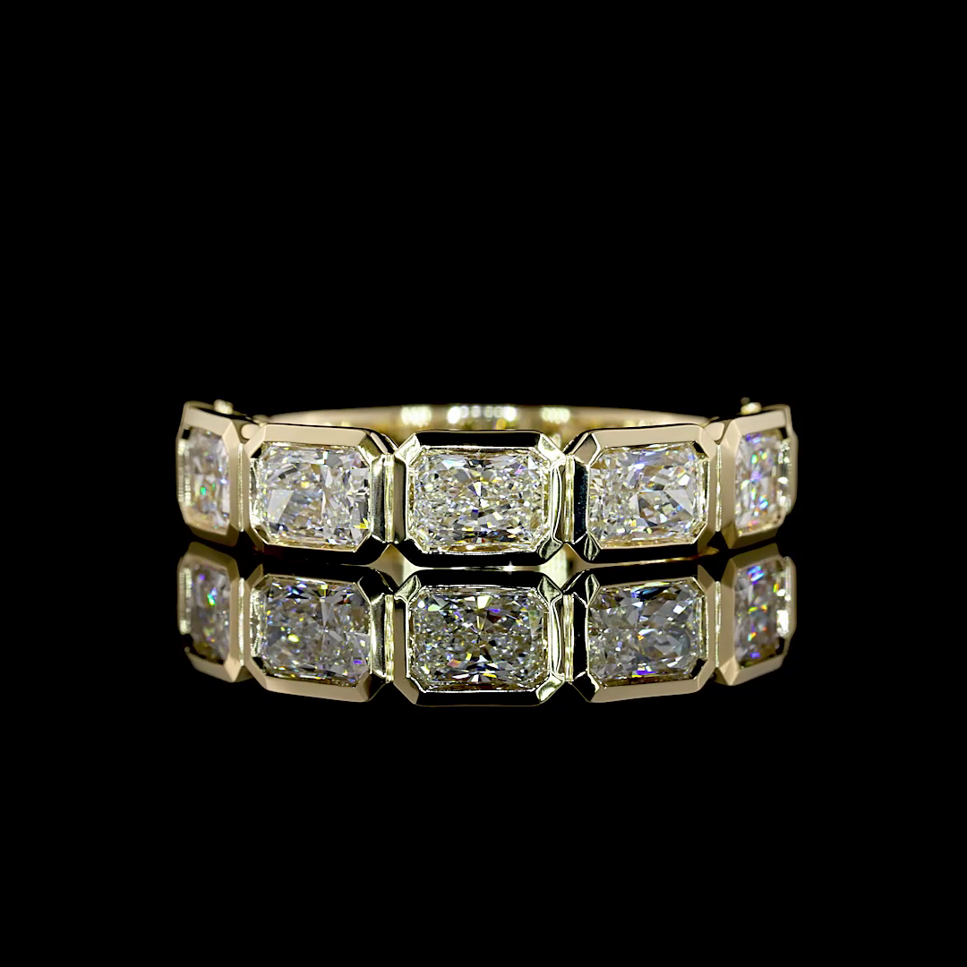 2.05 CTTW Radiant Natural Diamond 7 Stones Eternity Band Sz. 6.5 (F Color and VS+ Clarity)