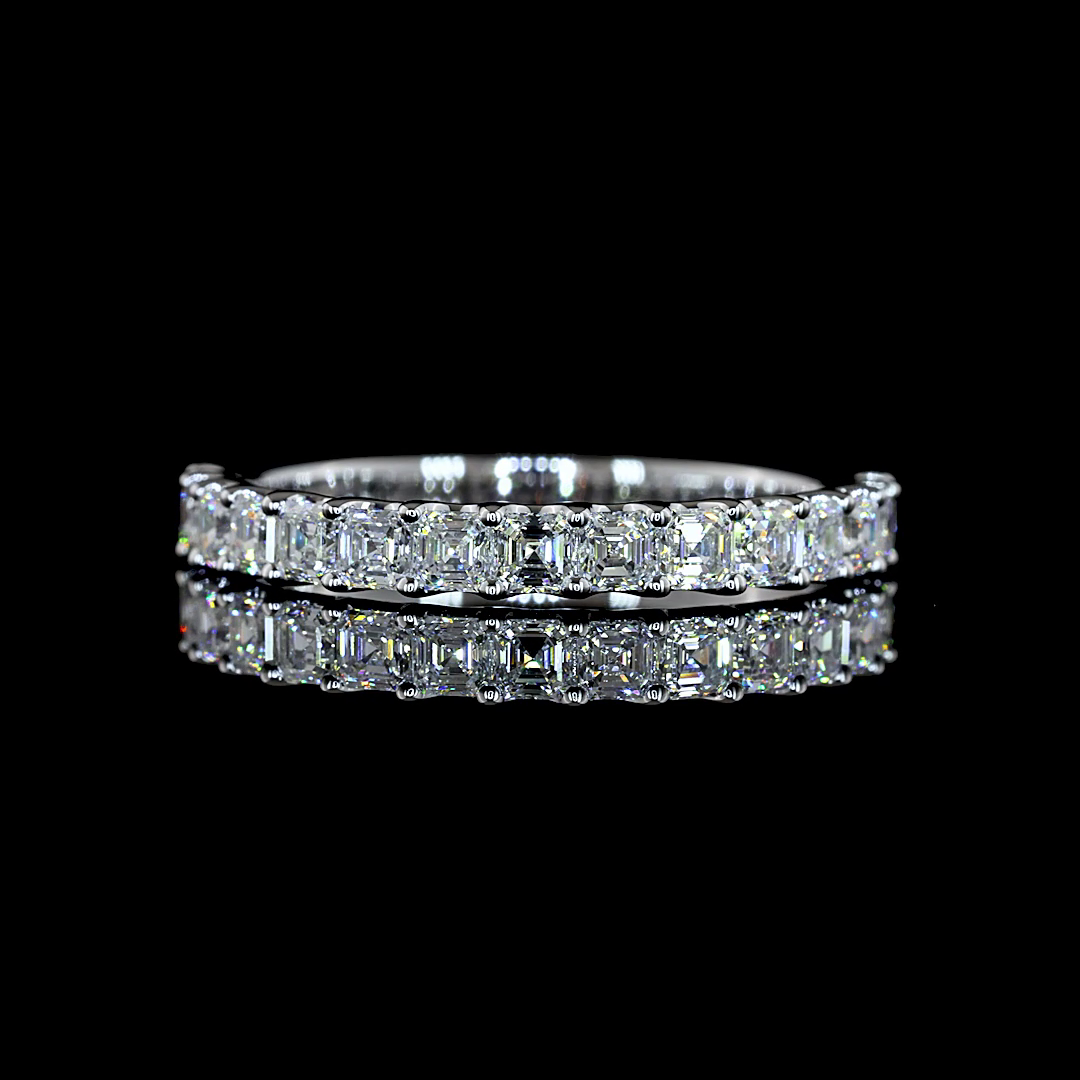 0.94 CTTW Asscher Lab Diamond Half Eternity Eternity Band (F+ Color and VS+ Clarity)