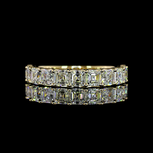 2.12 CTTW Asscher Lab Diamond Half Eternity Eternity Band (F Color and VS+ Clarity)
