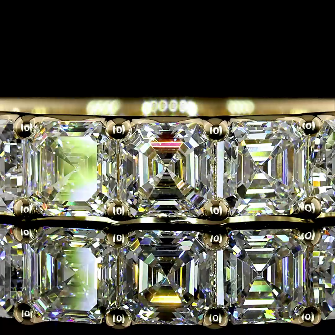 2.12 CTTW Asscher Natural Diamond Half Eternity Band Sz. 6.5 (F Color and VS+ Clarity)