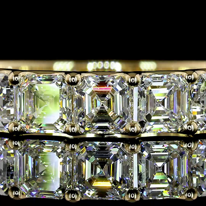 2.12 CTTW Asscher Natural Diamond Half Eternity Band Sz. 6.5 (F Color and VS+ Clarity)