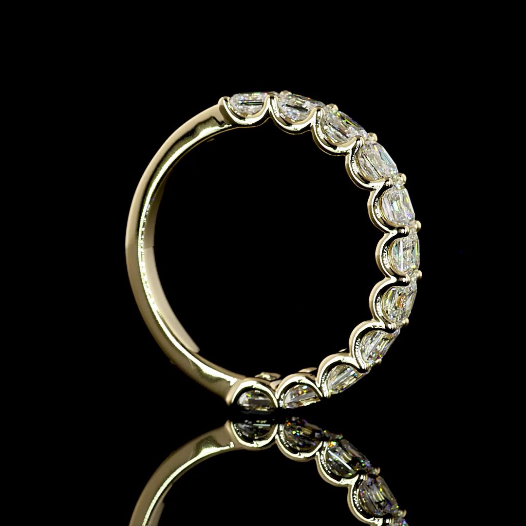 2.12 CTTW Asscher Natural Diamond Half Eternity Band Sz. 6.5 (F Color and VS+ Clarity)
