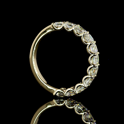 2.12 CTTW Asscher Natural Diamond Half Eternity Band Sz. 6.5 (F Color and VS+ Clarity)
