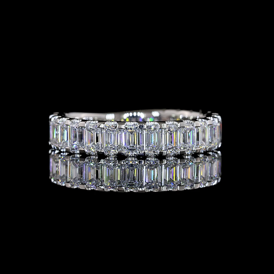 2.12 CTTW Emerald Lab Diamond 3/4 Eternity Band (E Color and VS Clarity)