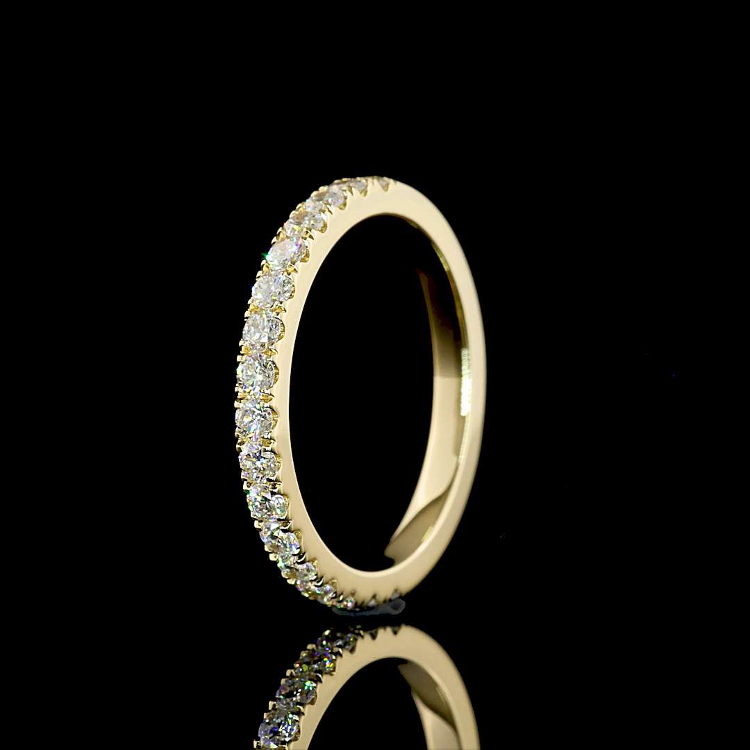 0.54 CTTW Round Lab Grown Diamond Half Eternity Band Sz. 6.5 (F Color and VS2 Clarity)