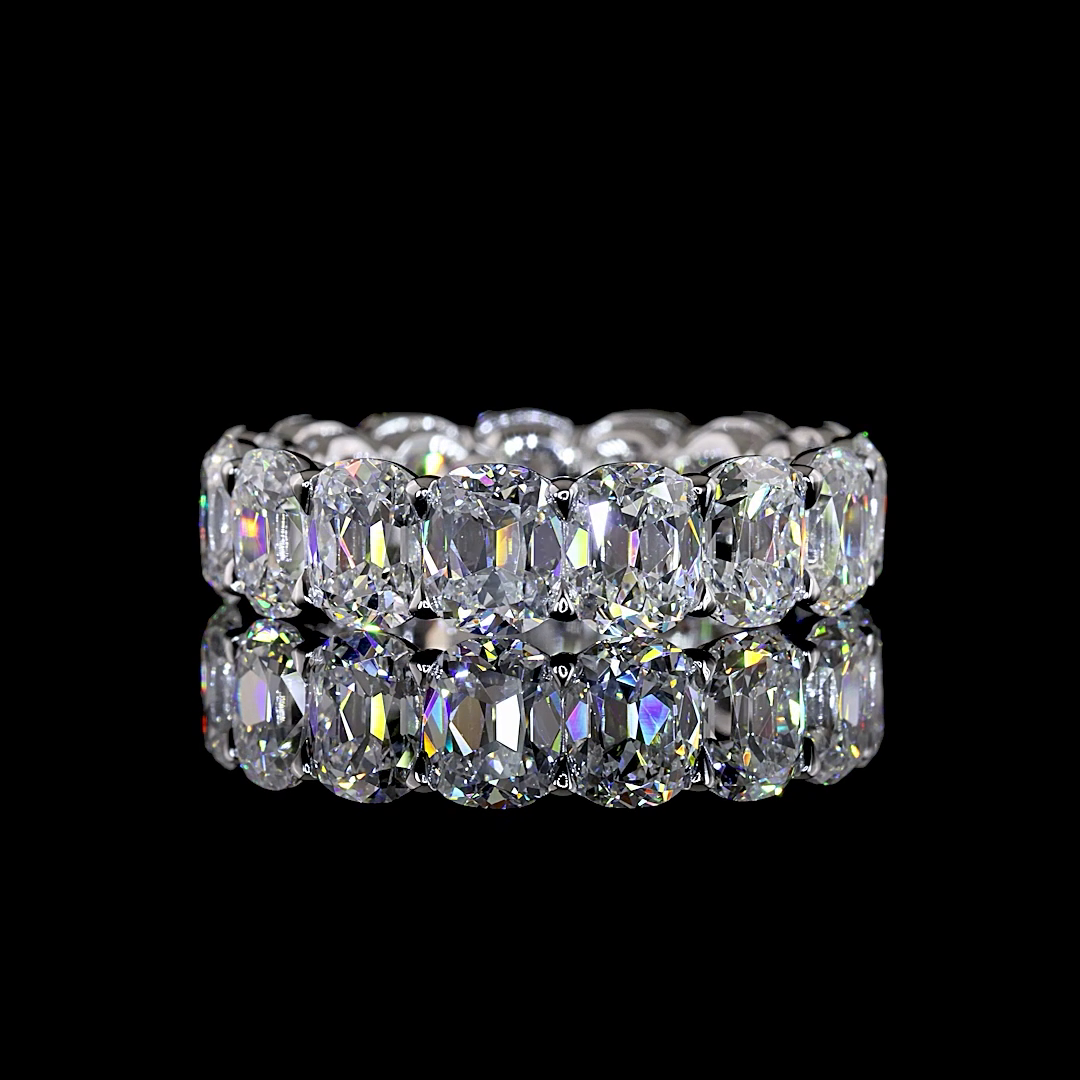 7.43 CTTW Antique Cushion Lab Diamond Full Eternity (E Color and VS1 Clarity)