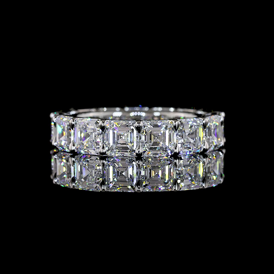 7.77 CTTW Asscher Lab Grown Diamond Full Eternity Sz. 6 (F Color and VS1 Clarity)