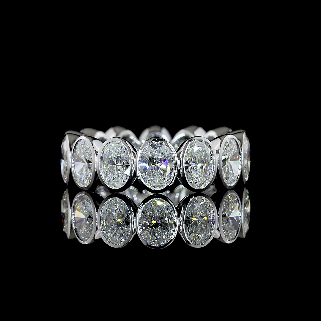 4.09 CTTW Oval Lab Grown Diamond Full Eternity Sz. 6 (E Color and VS1 Clarity)