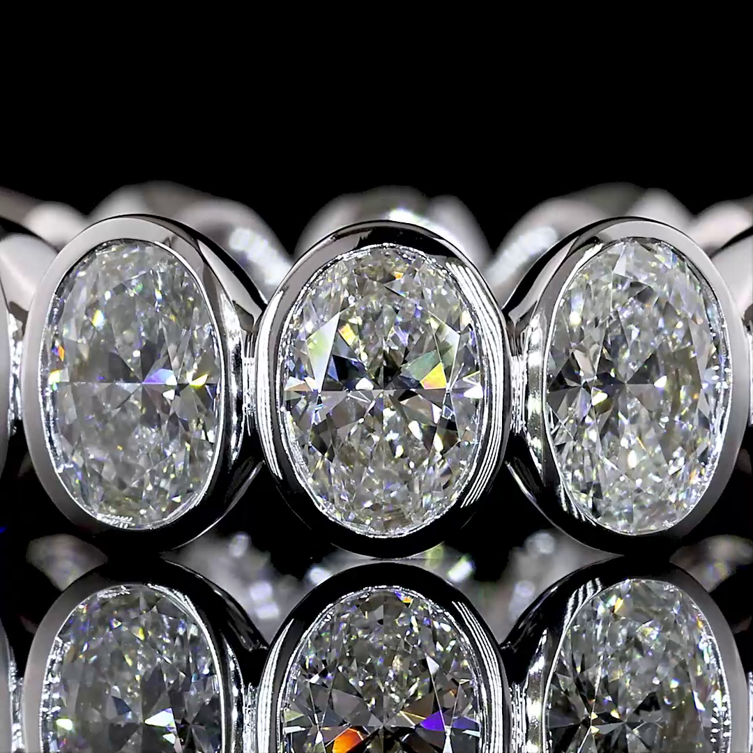 4.09 CTTW Oval Lab Grown Diamond Full Eternity Sz. 6 (E Color and VS1 Clarity)