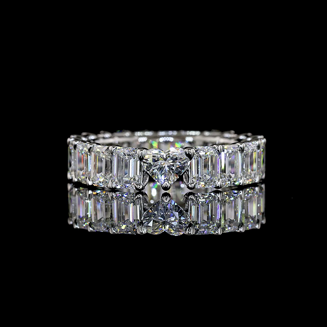 5.17 CTTW Heart Lab Grown Diamond Full Eternity Sz. 6 (E Color and VS1 Clarity)