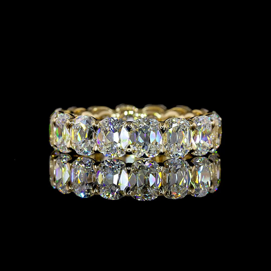 6.30 CTTW Antique Cushion Lab Grown Diamond Full Eternity Sz. 5.5 (E Color and VS1 Clarity)
