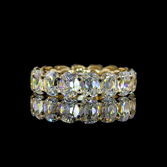 6.30 CTTW Antique Cushion Lab Grown Diamond Full Eternity Sz. 5.5 (E Color and VS1 Clarity)