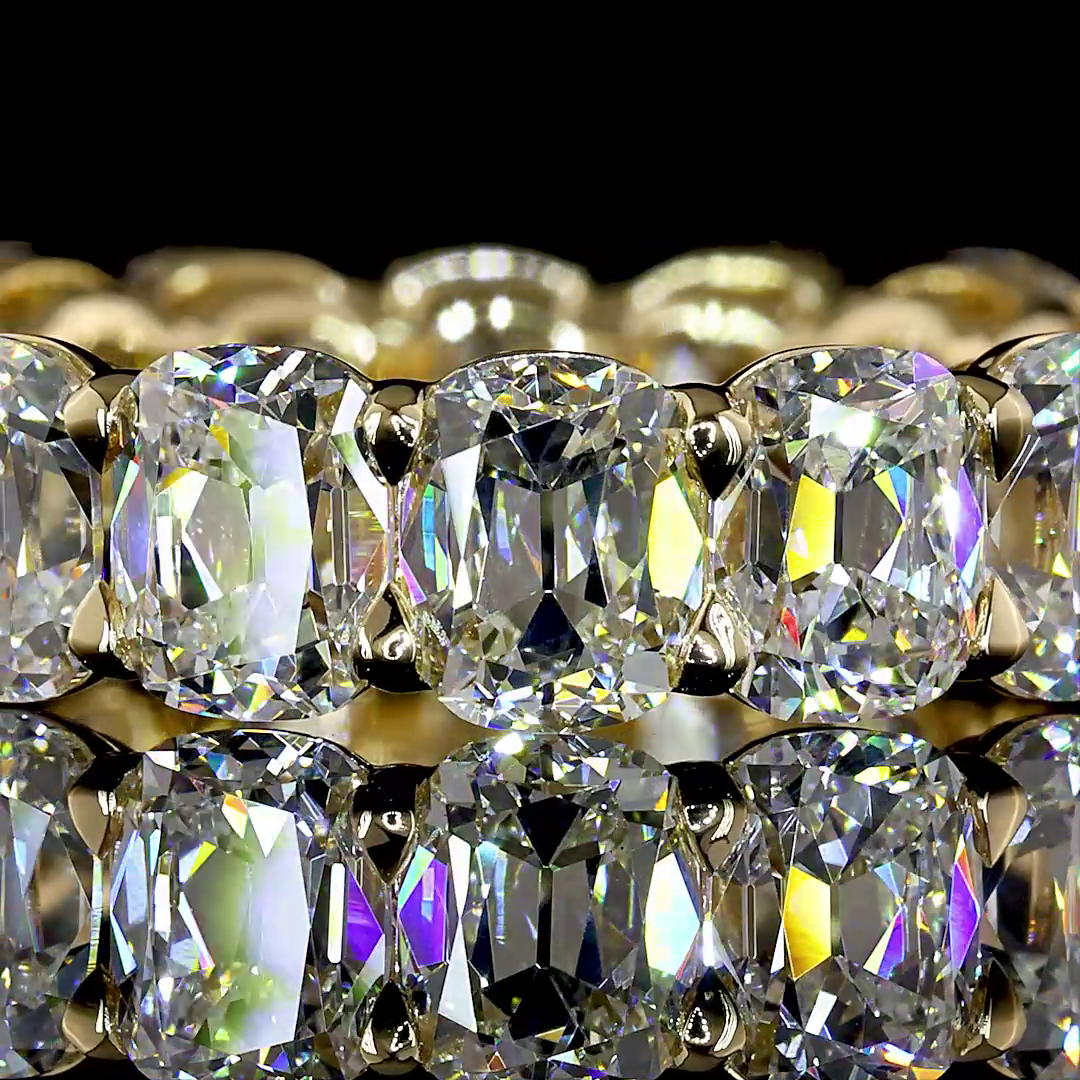 6.30 CTTW Antique Cushion Lab Grown Diamond Full Eternity Sz. 5.5 (E Color and VS1 Clarity)