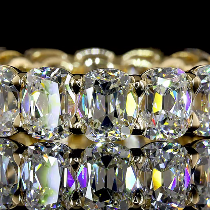 6.30 CTTW Antique Cushion Lab Grown Diamond Full Eternity Sz. 5.5 (E Color and VS1 Clarity)