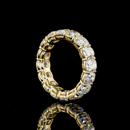 6.30 CTTW Antique Cushion Lab Grown Diamond Full Eternity Sz. 5.5 (E Color and VS1 Clarity)