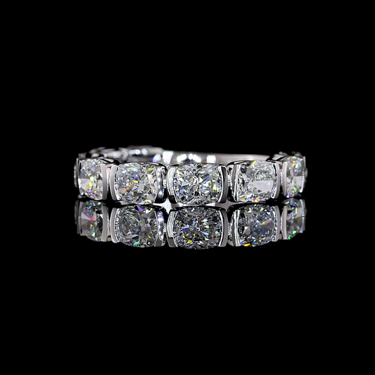 3.42 CTTW Cushion Brilliant Lab Diamond 3/4 Eternity Band (E Color and VS1 Clarity)