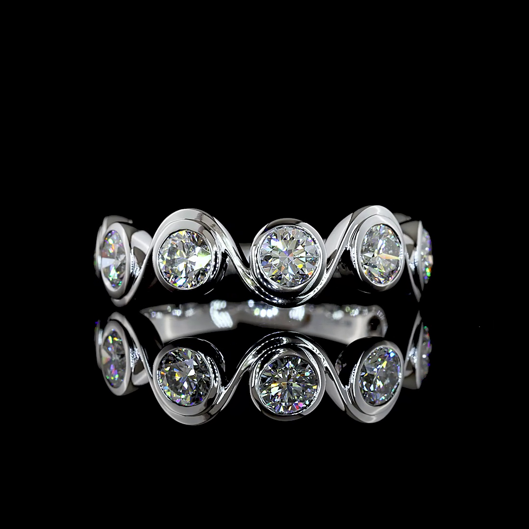 1.57 CTTW Round Lab Grown Diamond 7 Stones Eternity Band Sz. 6 (E Color and VS1 Clarity)