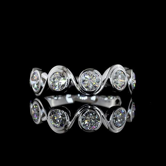 1.57 CTTW Round Lab Grown Diamond 7 Stones Eternity Band Sz. 6 (E Color and VS1 Clarity)