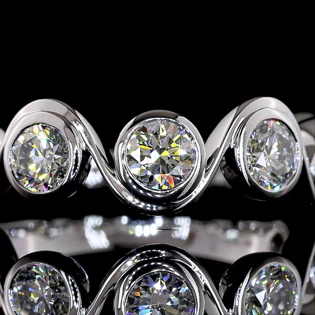 1.57 CTTW Round Lab Grown Diamond 7 Stones Eternity Band Sz. 6 (E Color and VS1 Clarity)