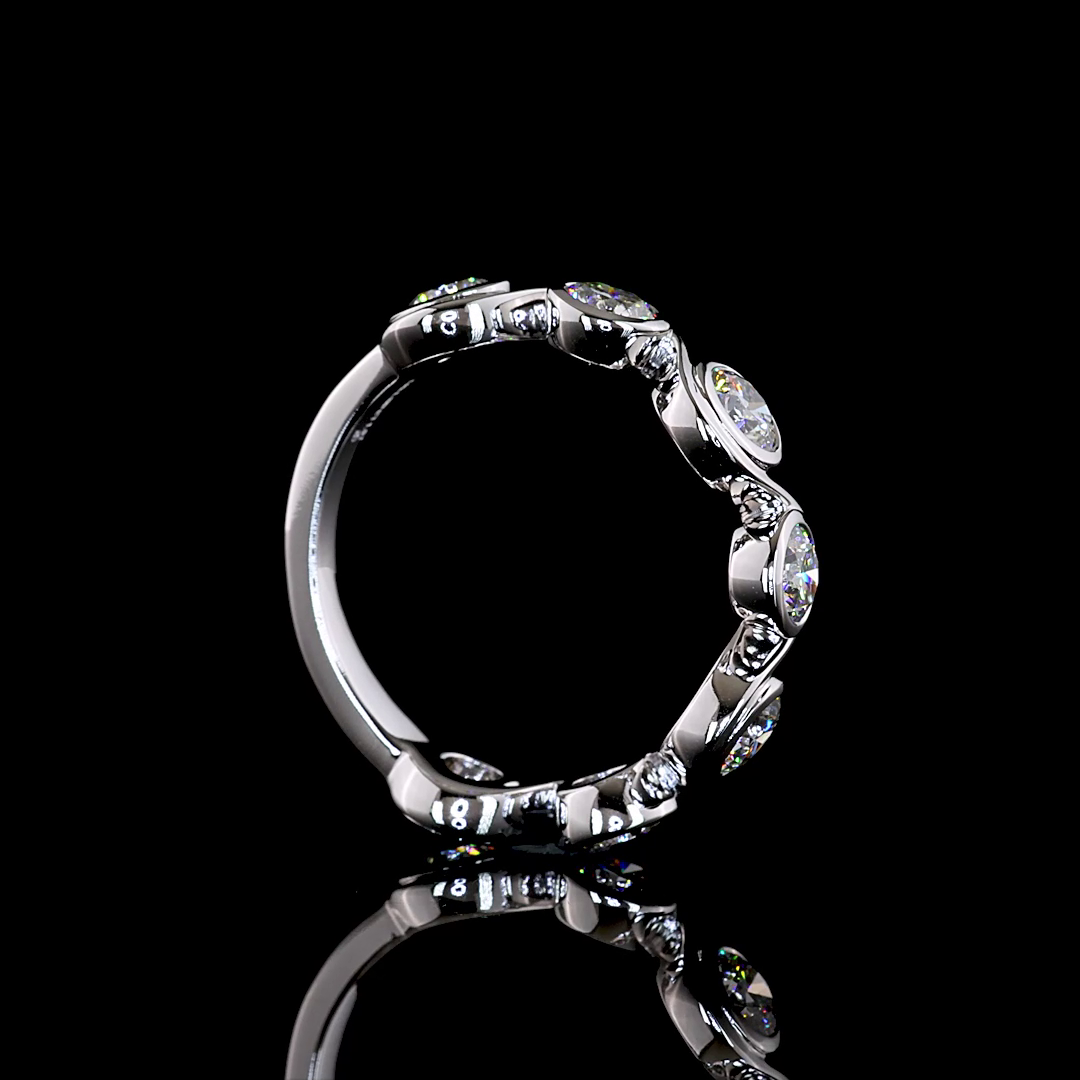 1.57 CTTW Round Lab Grown Diamond 7 Stones Eternity Band Sz. 6 (E Color and VS1 Clarity)