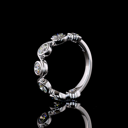 1.57 CTTW Round Lab Grown Diamond 7 Stones Eternity Band Sz. 6 (E Color and VS1 Clarity)